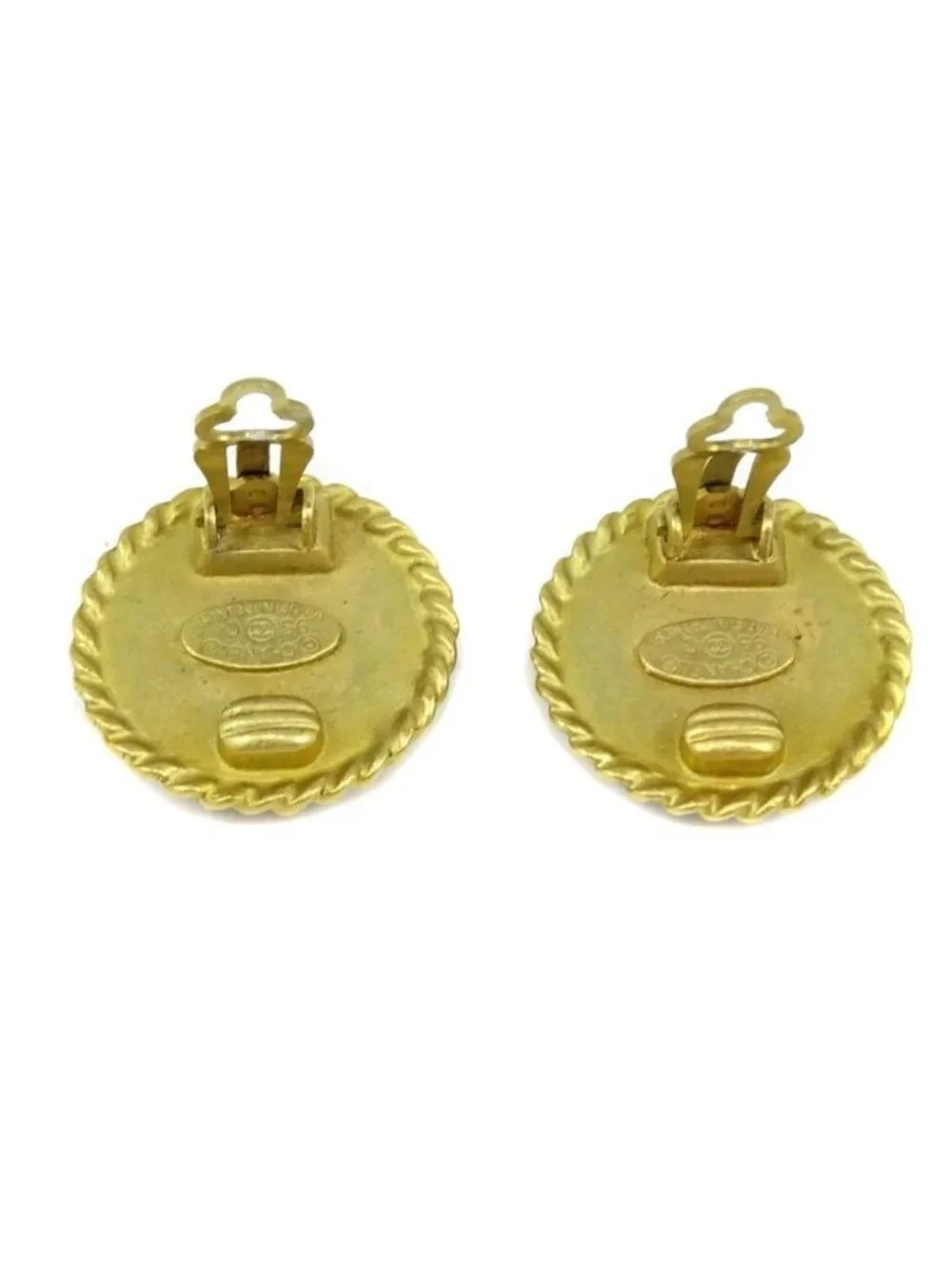 Chanel CC Logo Round Earrings